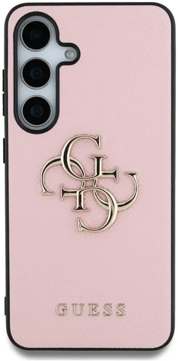 Guess 4G Metal Logo Saffiano Hoesje - Samsung Galaxy S25 Plus - Roze - GUHCS25MPGT4MBP
