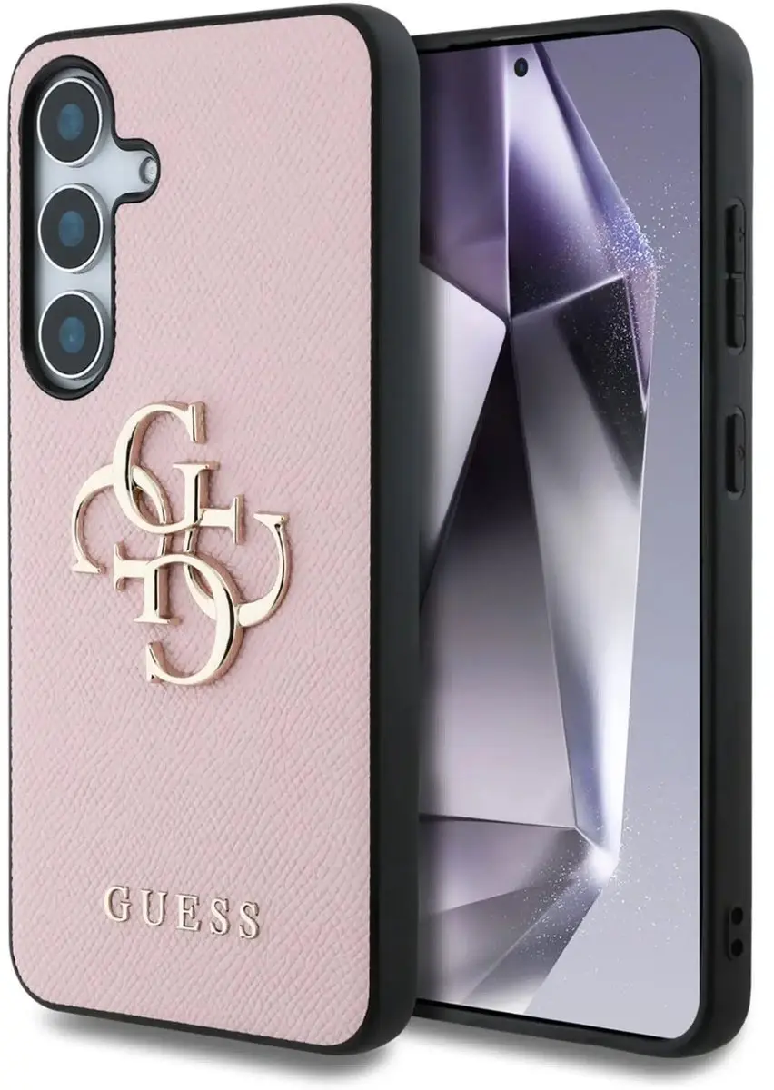 Guess 4G Metal Logo Saffiano Hoesje - Samsung Galaxy S25 Plus - Roze - GUHCS25MPGT4MBP