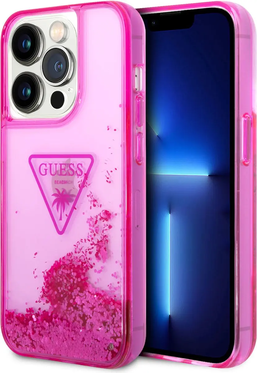 GUESS Transparante Roze TPU Back Cover iPhone 14 Pro - MagSafe