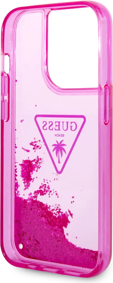 GUESS Transparante Roze TPU Back Cover iPhone 14 Pro - MagSafe