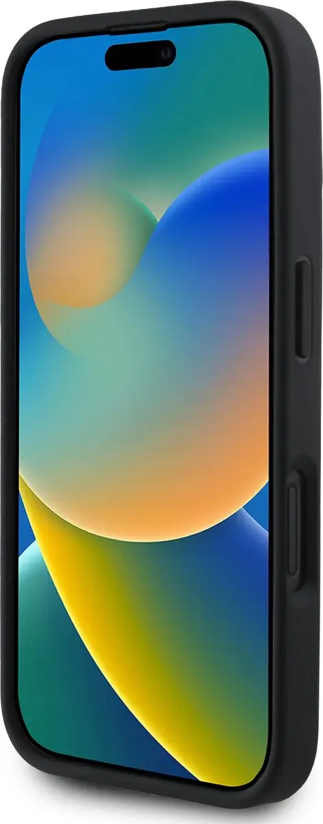 DKNY iPhone 16 Backcover - Rubber Repeat Logo Line - Zwart 3666339335304