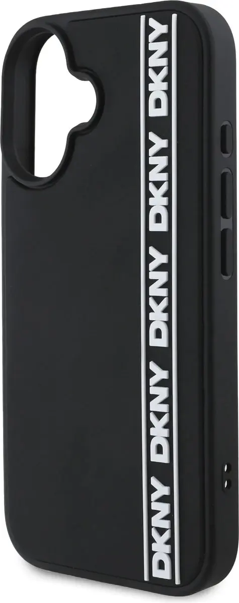 DKNY iPhone 16 Backcover - Rubber Repeat Logo Line - Zwart 3666339335304 - afbeelding 6 van 6