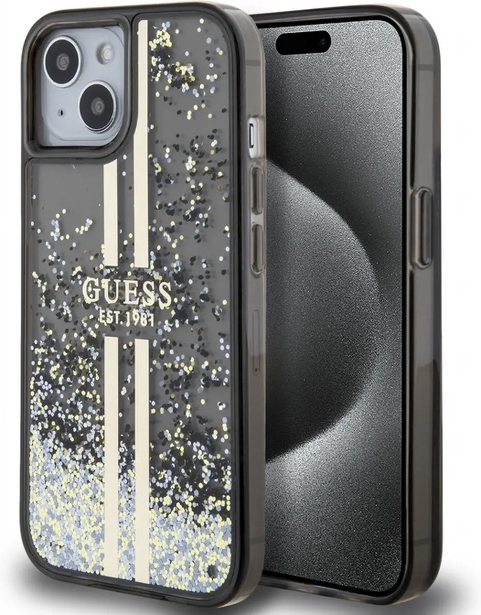 GUESS Liquid Glitter Gold Stripe Back Case