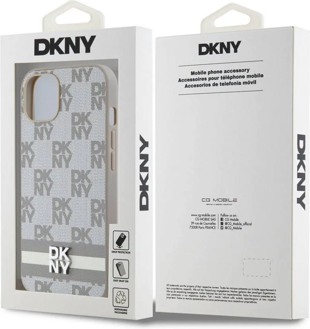 DKNY Checkered Back Case - iPhone 14 Beige