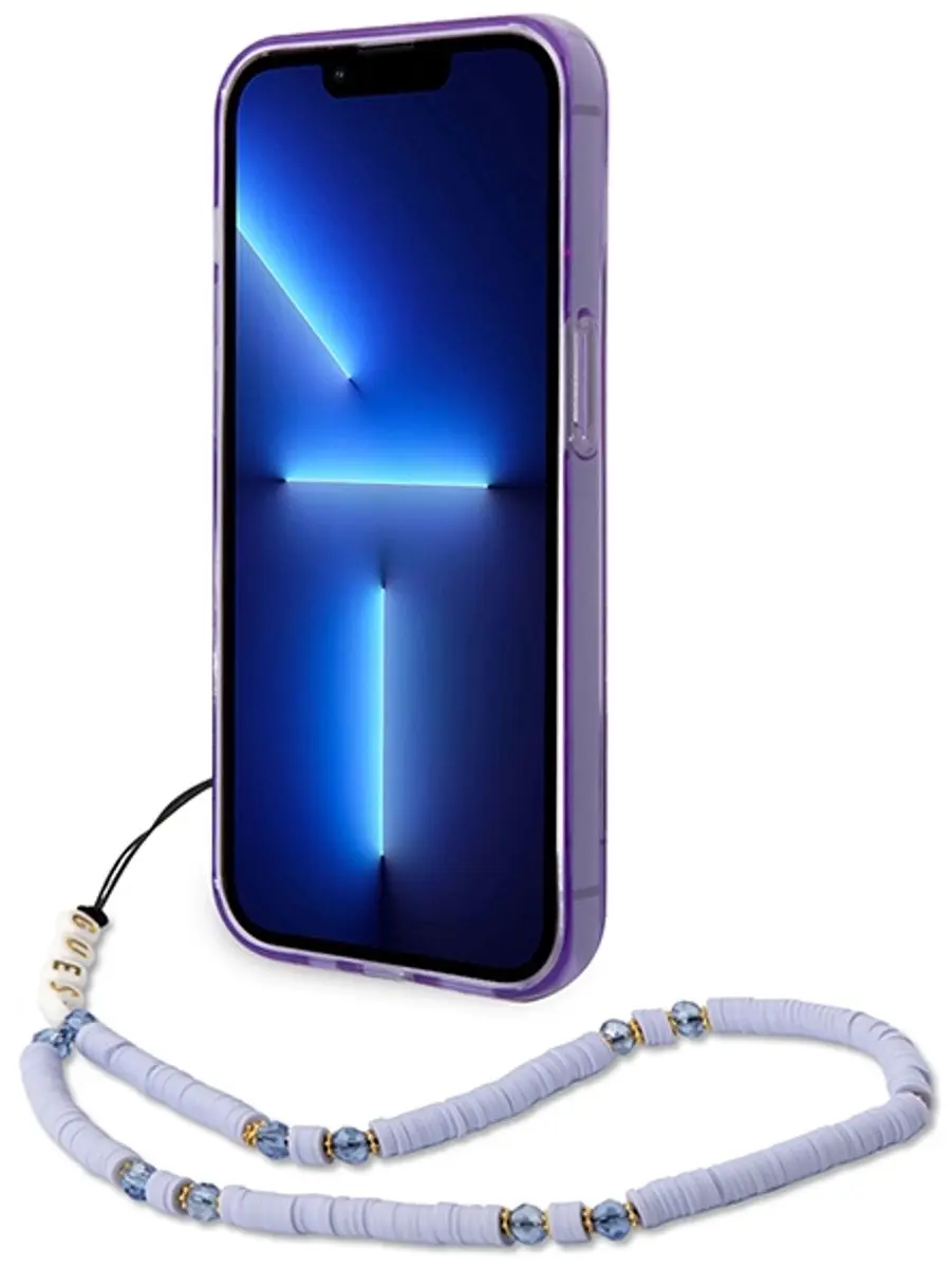 GUESS Telefoonhoesje iPhone 14 Pro - Paars Transparant - MagSafe