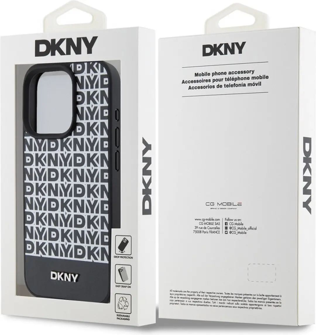 DKNY Repeat Bottom Stripe Hoesje - iPhone 13 Pro Max - Zwart
