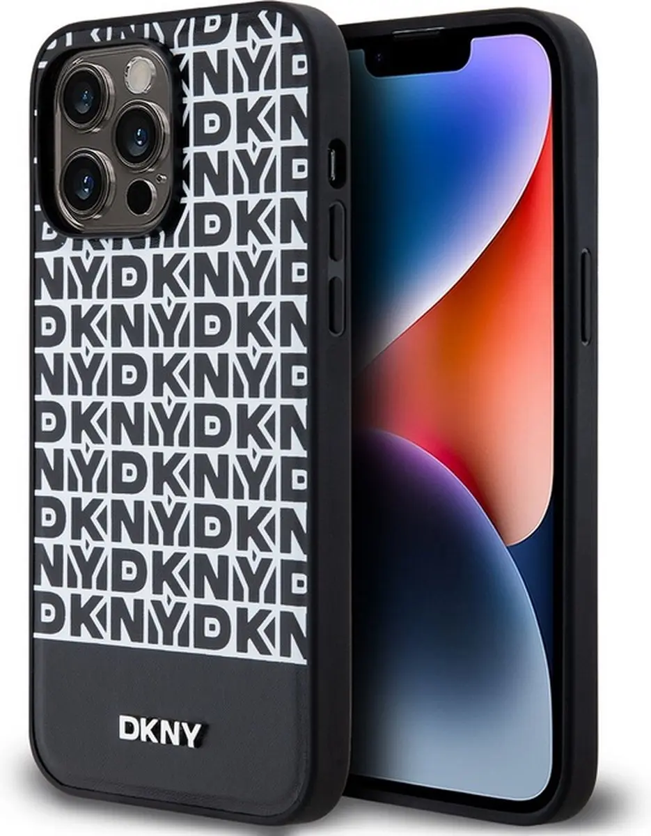 DKNY Repeat Bottom Stripe Hoesje - iPhone 13 Pro Max - Zwart