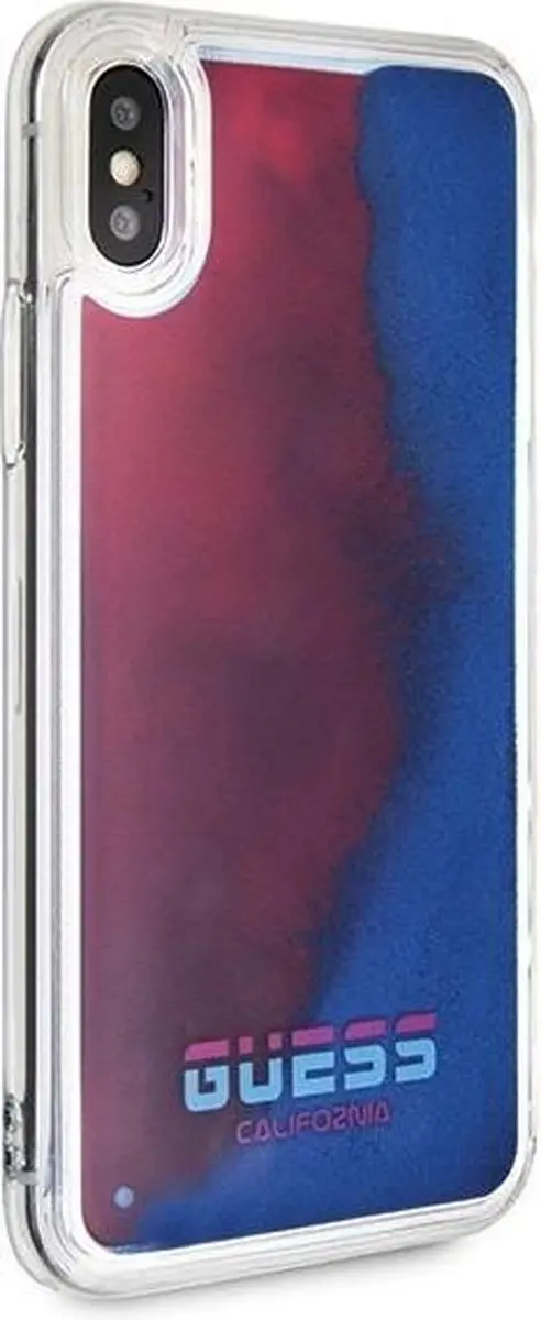 GUESS California Glow In The Dark Hoesje iPhone XS/X - Rood/Blauw