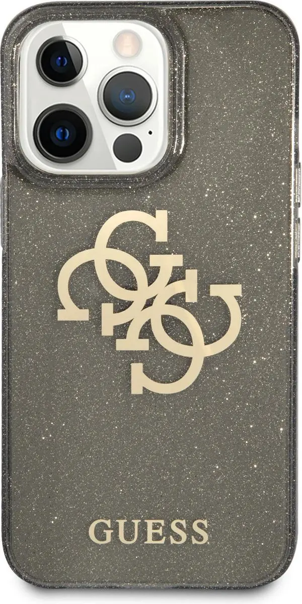 Guess Glitters iPhone 13 Pro Max Hoesje - Zwart