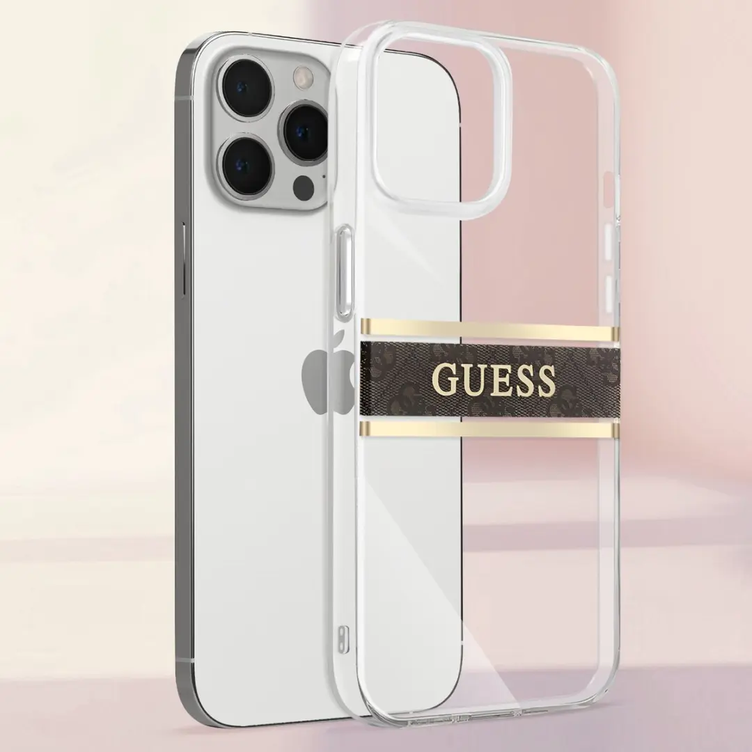 GUESS Charms Backcase iPhone 13 Pro - Transparant Bruin