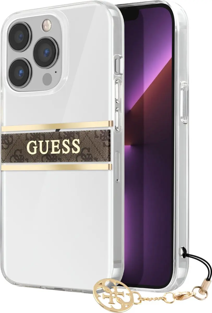 GUESS Charms Backcase iPhone 13 Pro - Transparant Bruin