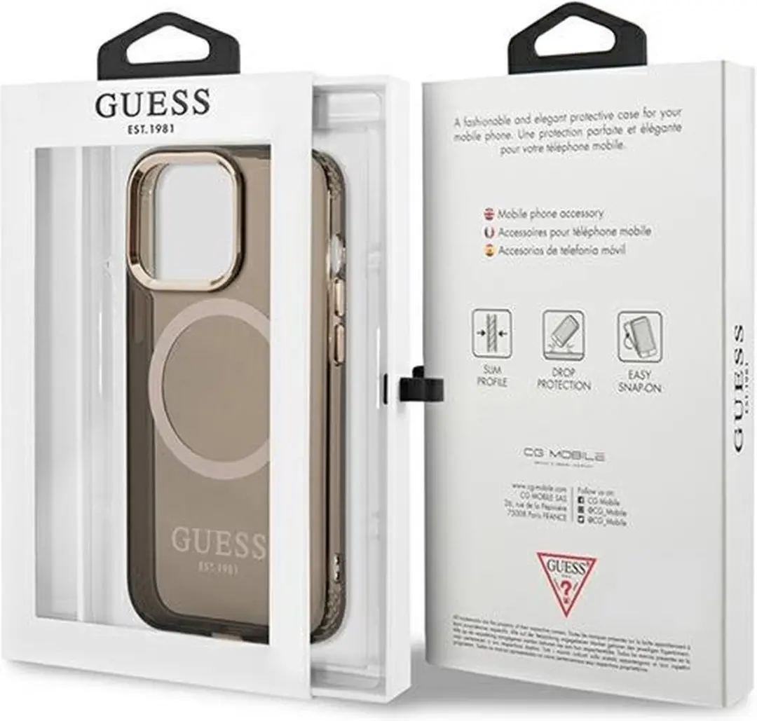 GUESS Translucent Back Case MagSafe iPhone 13 Pro Max - Zwart