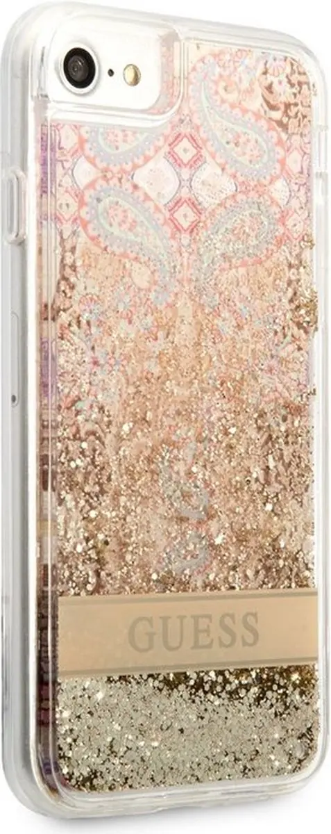 GUESS Paisley Liquid Glitter Case - iPhone 7/8/SE Goud