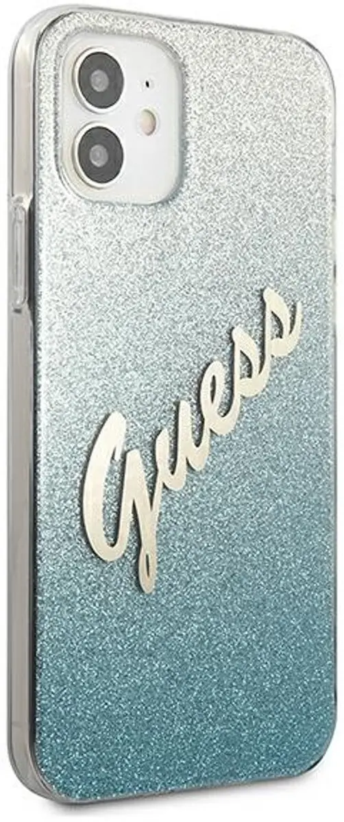 GUESS Hulle iPhone 12 Mini Hoesje - Blauw Glitter Gradient