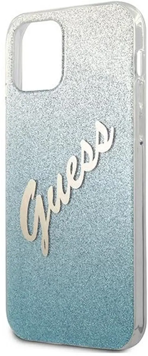 GUESS Hulle iPhone 12 Mini Hoesje - Blauw Glitter Gradient