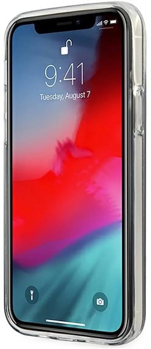 GUESS Hulle iPhone 12 Mini Hoesje - Blauw Glitter Gradient