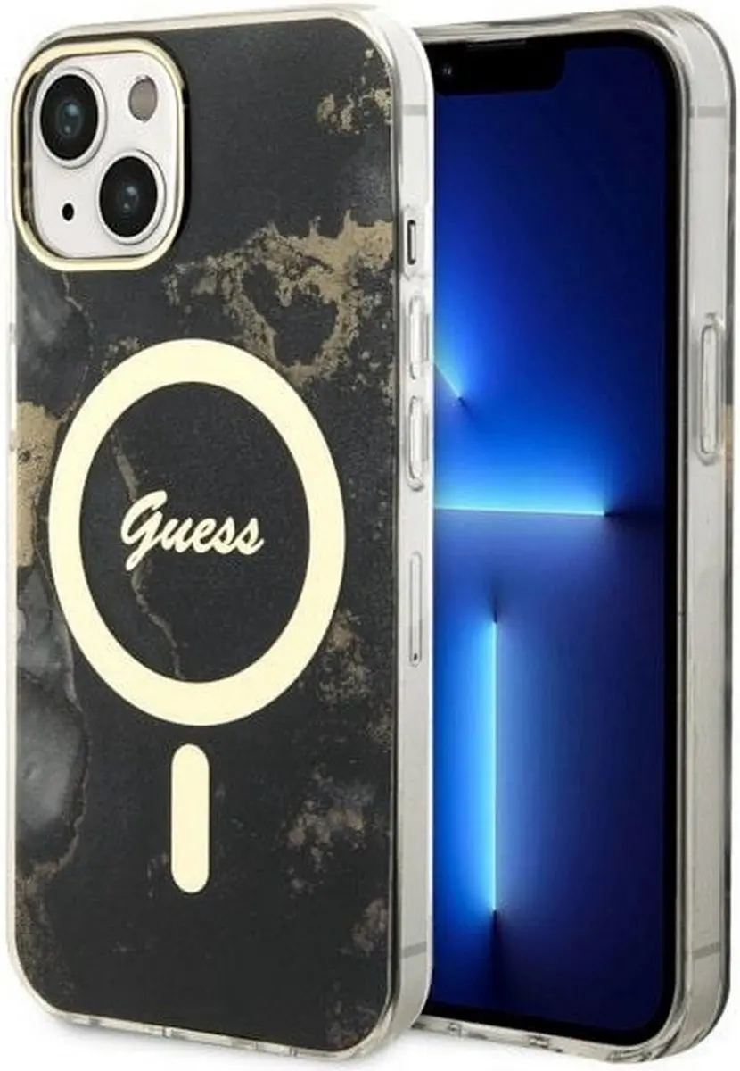 GUESS Golden Marble Back Case MagSafe iPhone 14