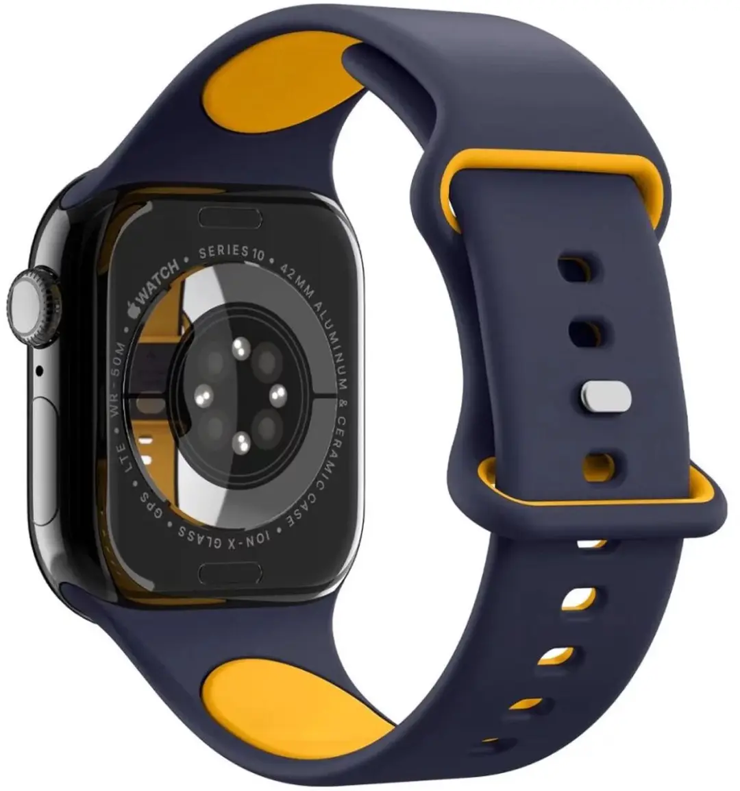 Spigen Nano Pop Bandje Apple Watch 1-10/SE - Blauw/Geel - afbeelding 6 van 6