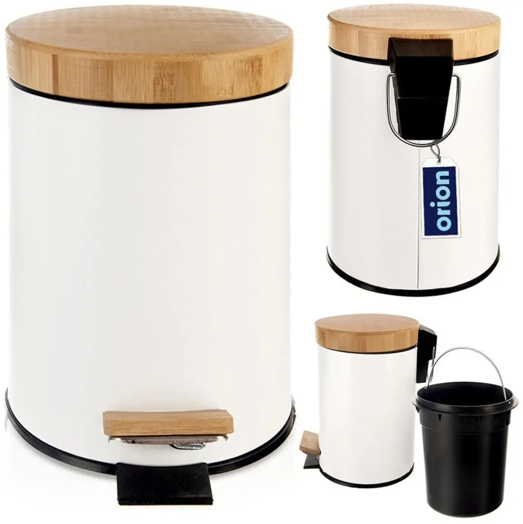 Orion Whiteline Serie 15560648 Vuilnisbak 3L - Wit Bamboe Pedaal - afbeelding 6 van 6