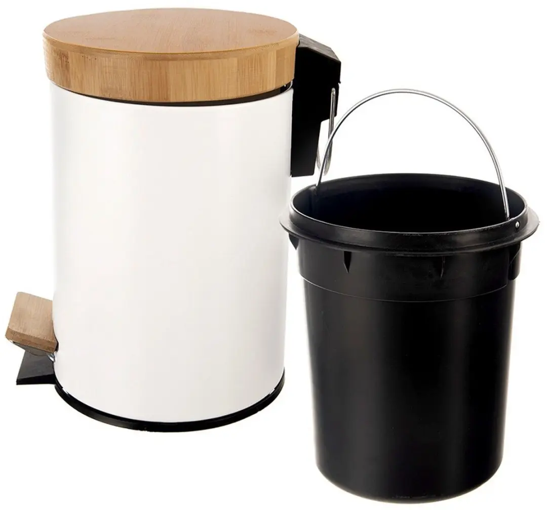Orion Whiteline Serie 15560648 Vuilnisbak 3L - Wit Bamboe Pedaal
