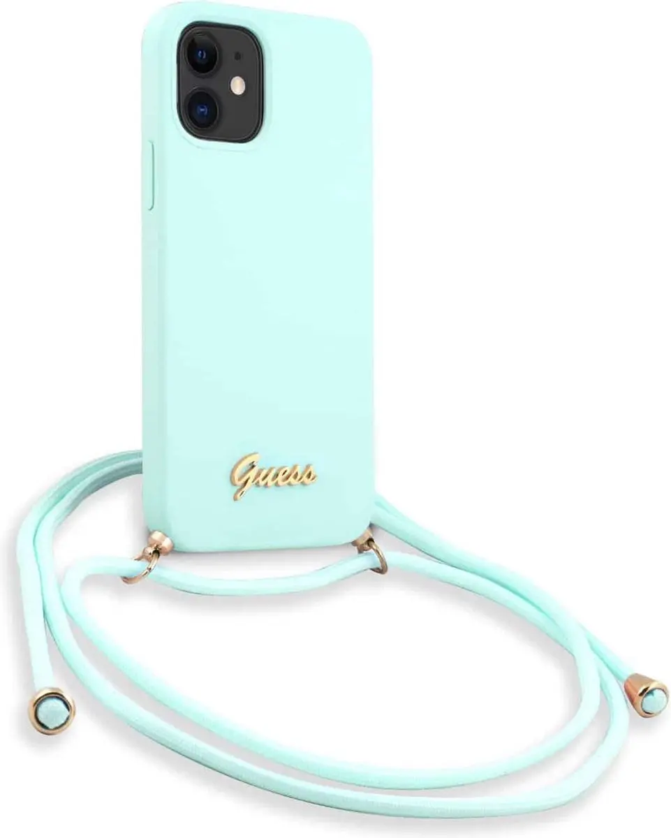 Guess Silicone Metal Logo Back Case - iPhone 12 Mini Blauw - 6700