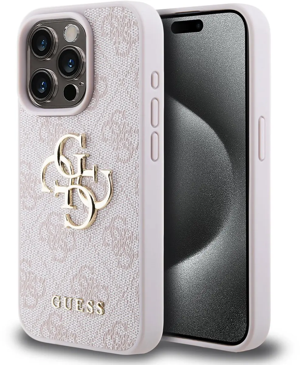 GUESS 4G Metal Logo Hoesje iPhone 15 Pro Max - Roze