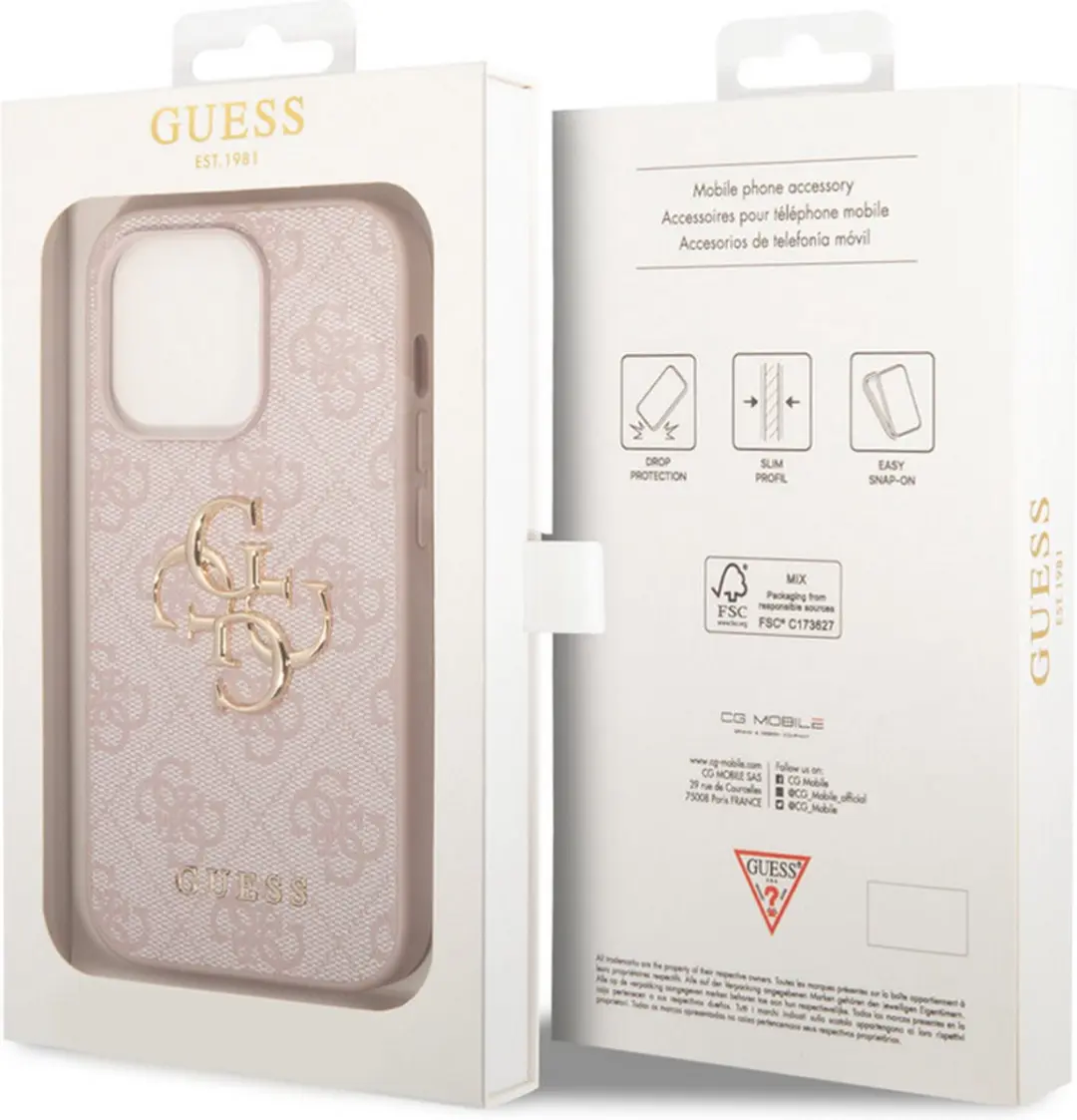 GUESS 4G Metal Logo Hoesje iPhone 15 Pro Max - Roze