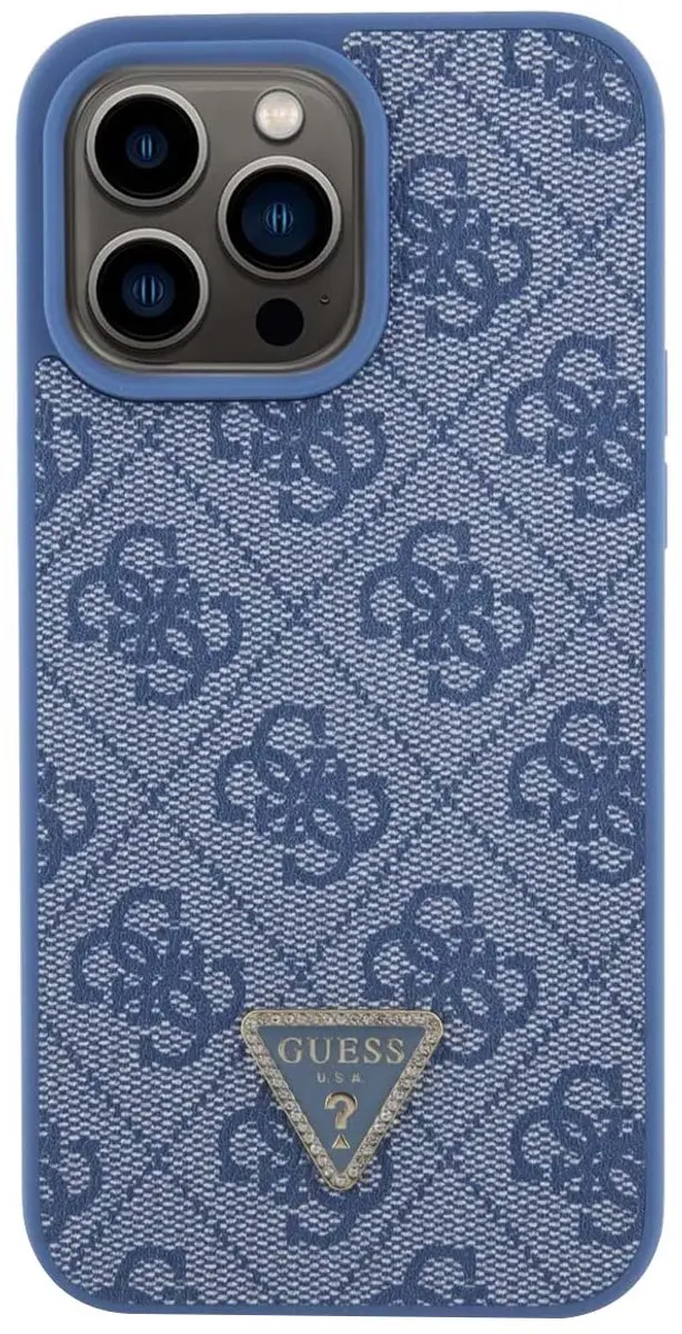 GUESS 4G Triangle Crossbody Hoesje iPhone 15 Pro - Blauw