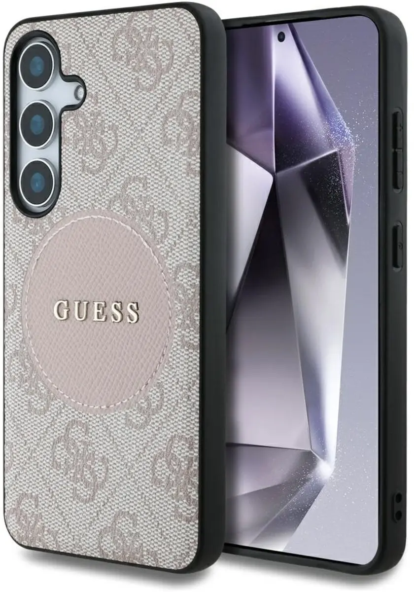 GUESS 4G Ring Cirkel Logo Hoesje - Samsung Galaxy S25 Plus - Roze