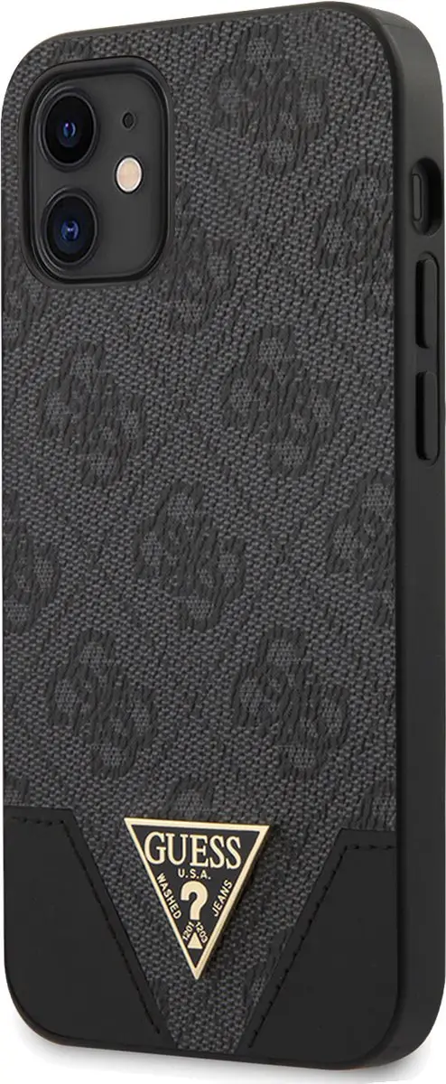GUESS Hoesje iPhone 12 Mini - Kunstleer Grijs - S212-3
