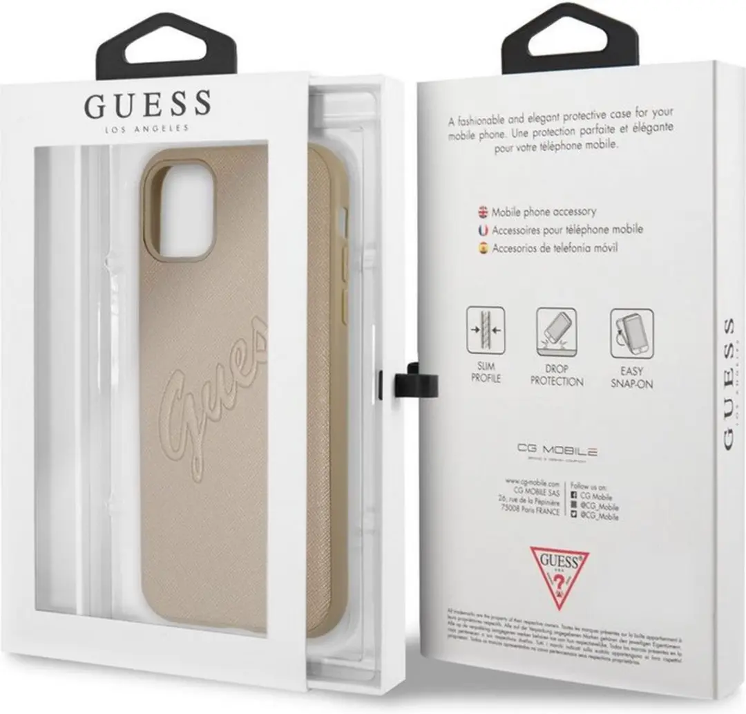 Guess Saffiano Vintage iPhone 11 Hoes - Goud