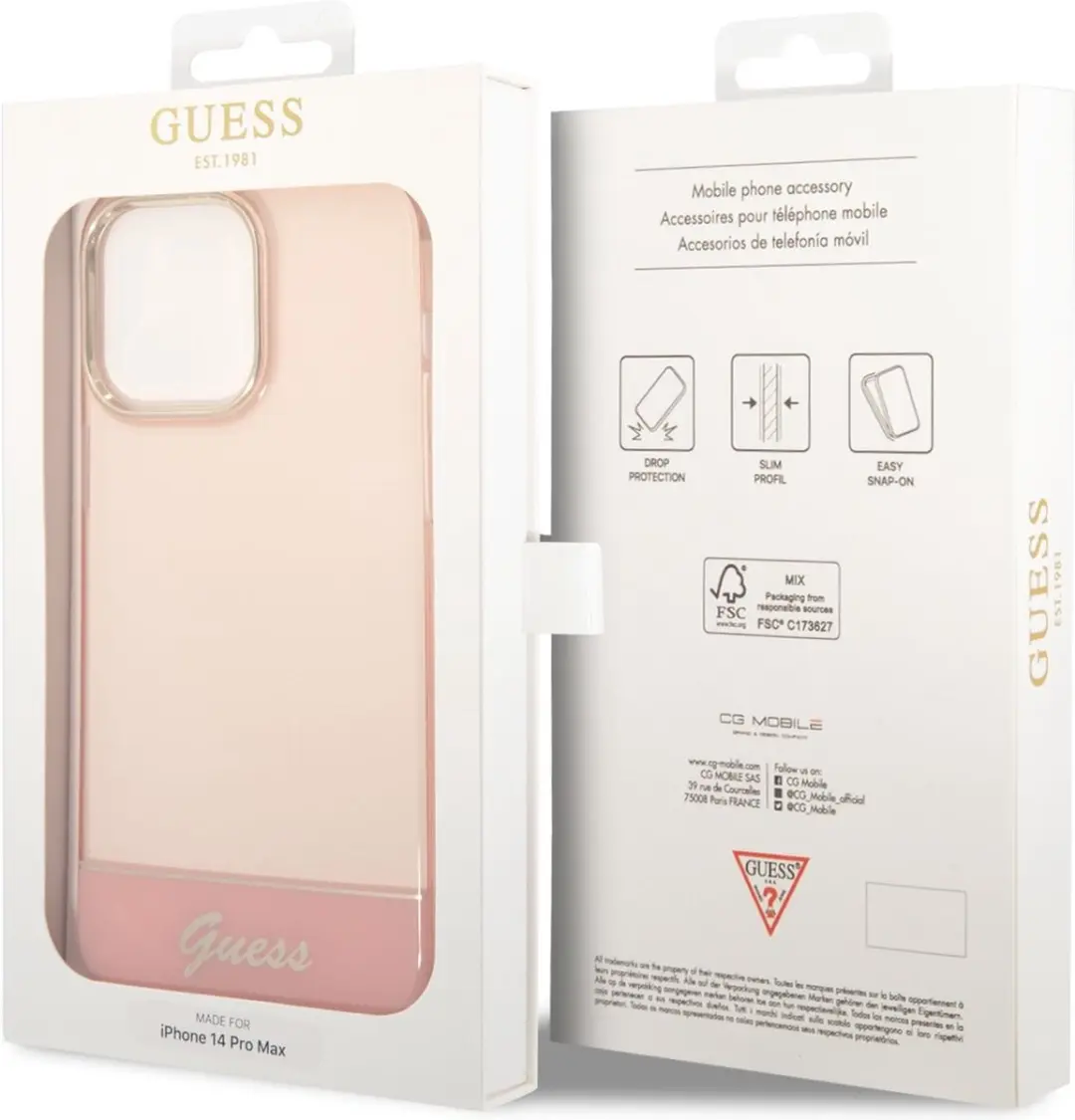GUESS Translucent Hoes iPhone 14 Pro Max - Roze