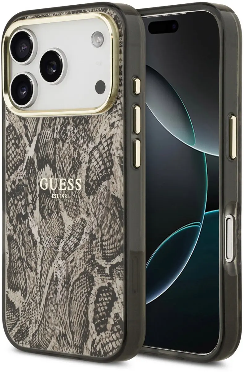 GUESS Back Cover Case iPhone 17 Pro - Bruin - Python Patroon