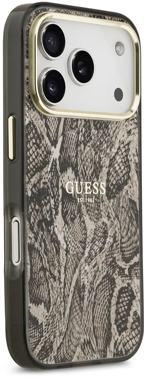 GUESS Back Cover Case iPhone 17 Pro - Bruin - Python Patroon
