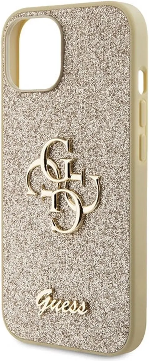 GUESS 4G Logo Glitter Back Case - iPhone 15 - Goud