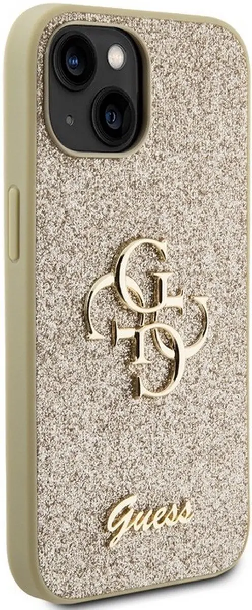GUESS 4G Logo Glitter Back Case - iPhone 15 - Goud