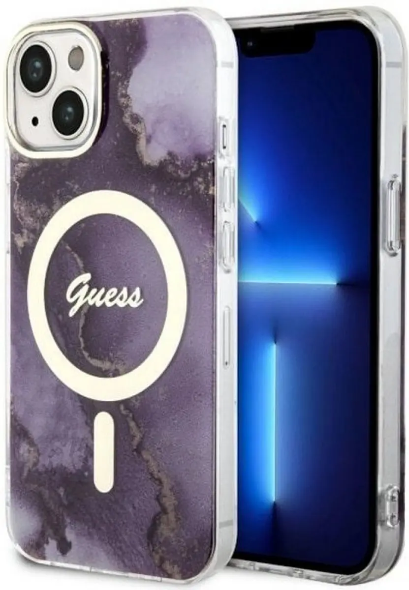 Guess Golden Marble Back Case MagSafe