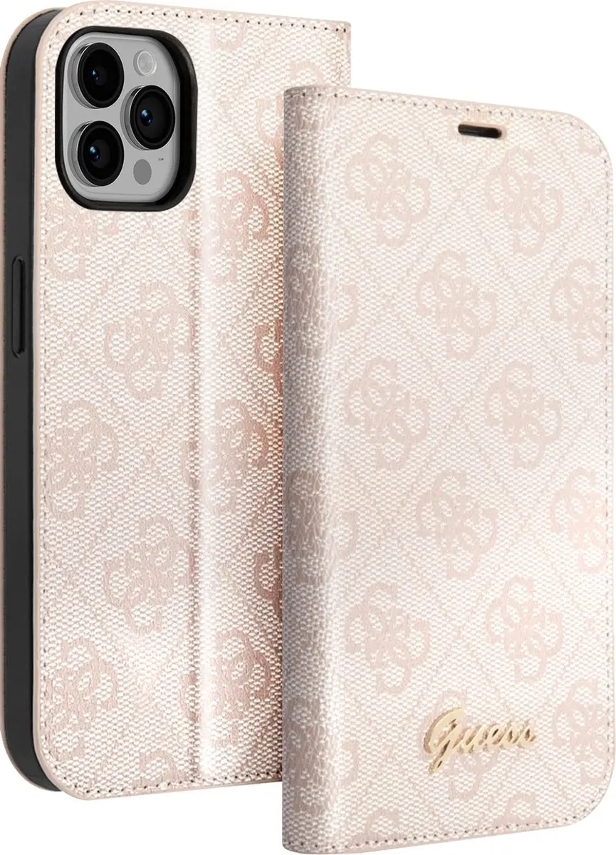 Guess 4G Book Case iPhone 14 Pro Max - Roze - 2 Pasjes