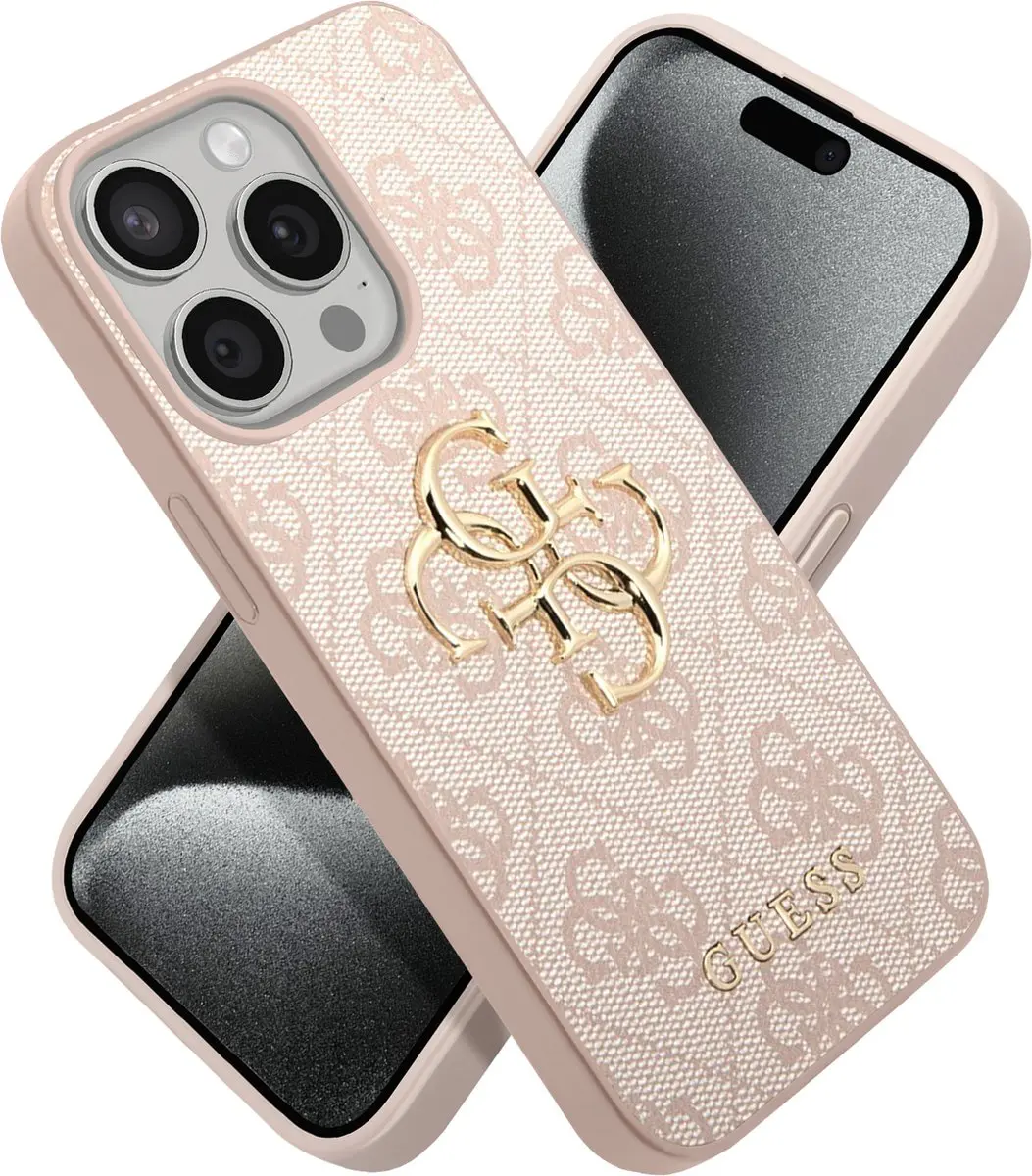 Guess 4G Metal Logo Hoesje iPhone 15 Pro - Roze - MPN 12066