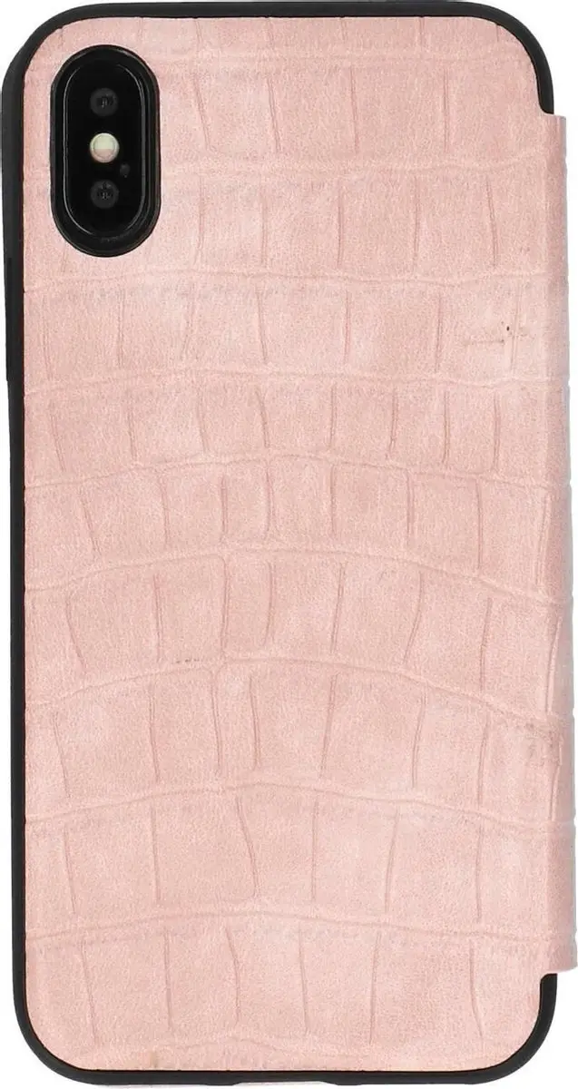 GUESS iPhone Xs Hoesje Croco Roze Kunstleer - 2 Stuks