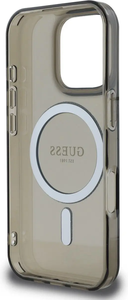 GUESS MagSafe Hoesje iPhone 16 Pro Max - Glittercirkel - Zwart