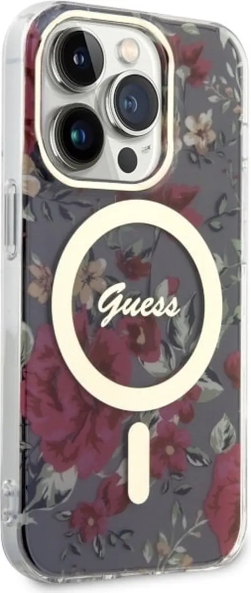 GUESS Flower Back Case MagSafe iPhone 14 Pro - Khaki