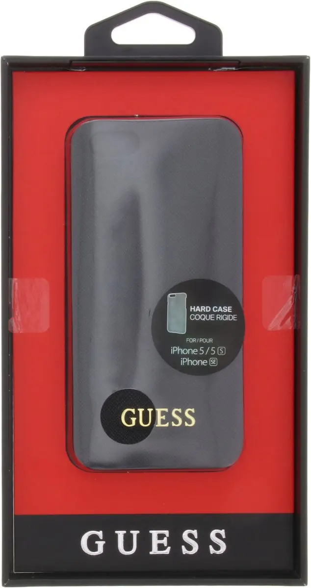 Guess Saffiano Backcover Case iPhone 5/5S/SE - Zwart - GUHCPSETBK