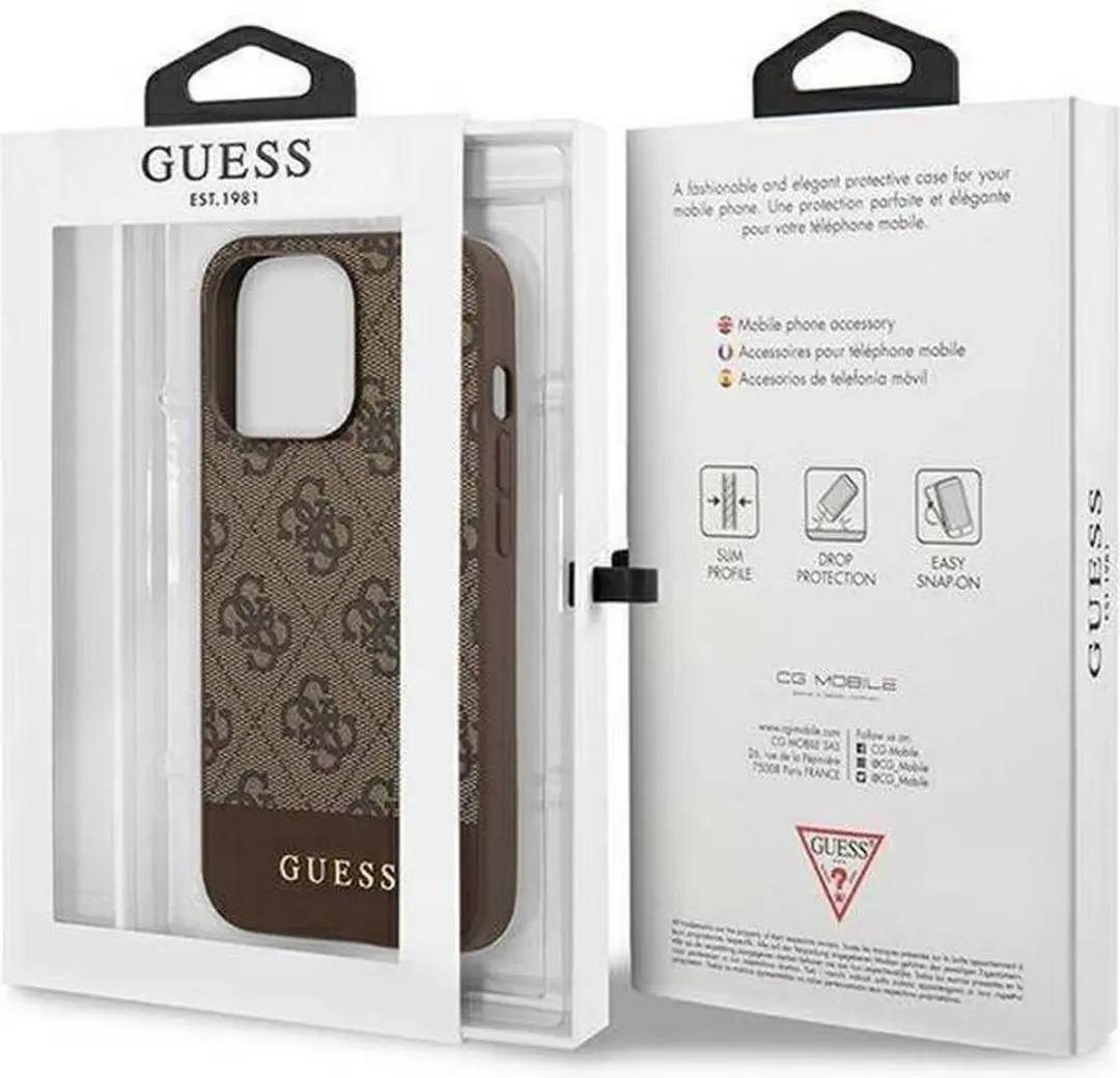 Guess 4G Stripe Back Case - iPhone 13 Pro Max - Bruin