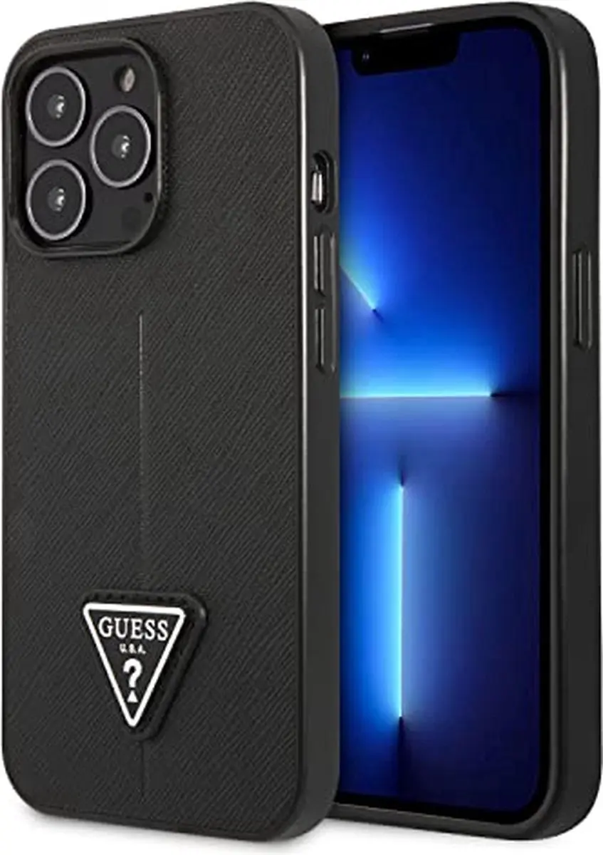 Guess Saffiano iPhone 13 Pro Hoesje - Zwart