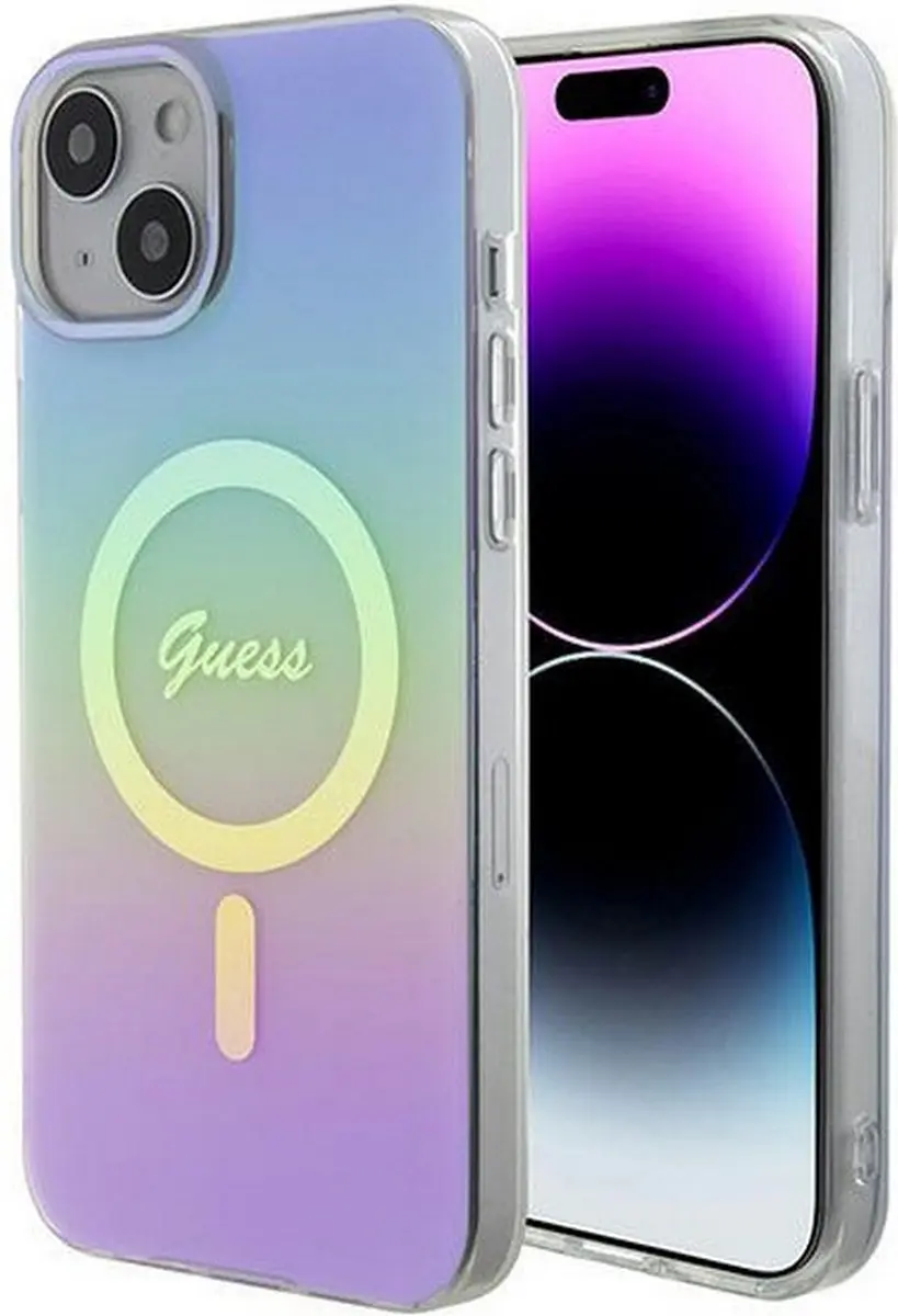 GUESS Iridescent Back Case - iPhone 15 Plus - Paars - MagSafe