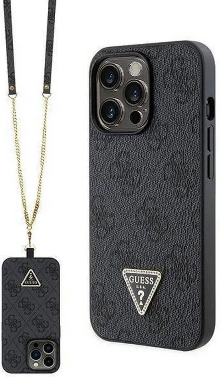 GUESS 4G Triangle Crossbody Case - iPhone 13 Pro Max - Zwart