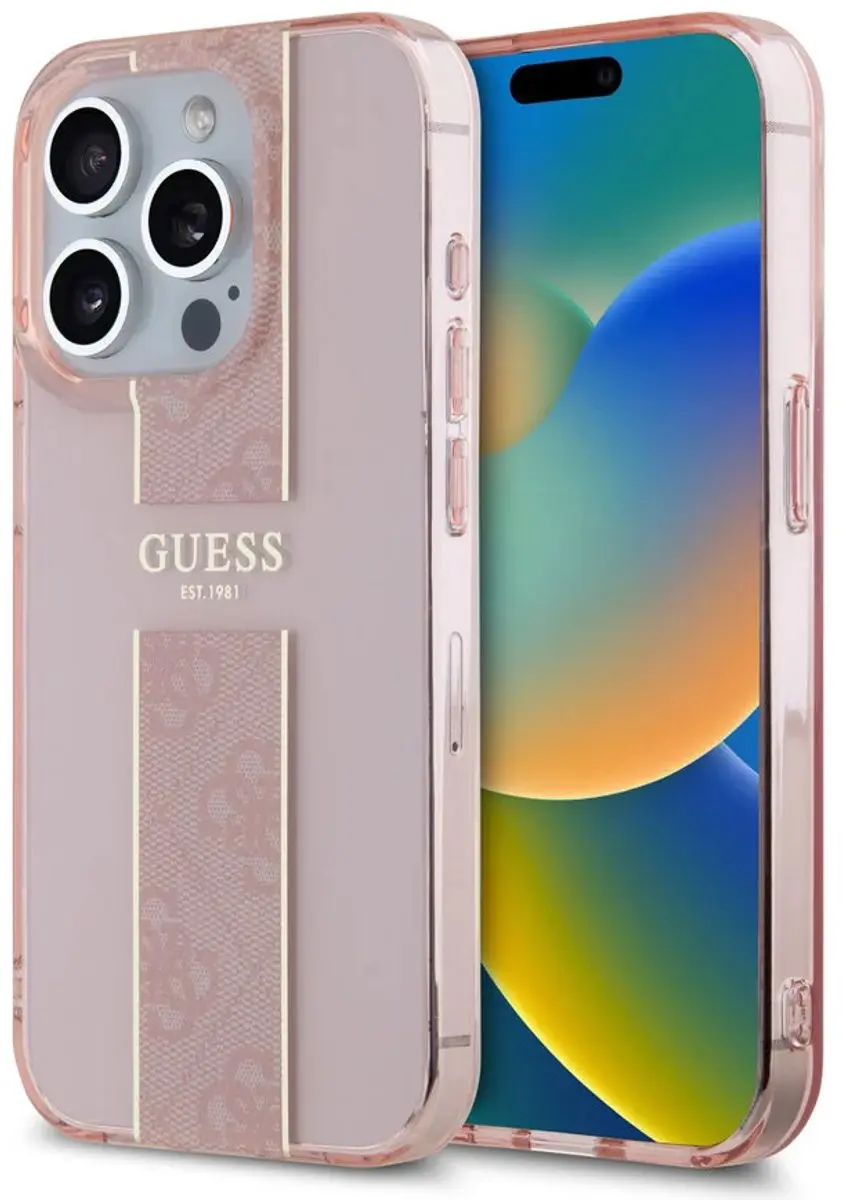 Guess iPhone 15 Pro Backcover IML 4G Stripe - Roze - afbeelding 6 van 6