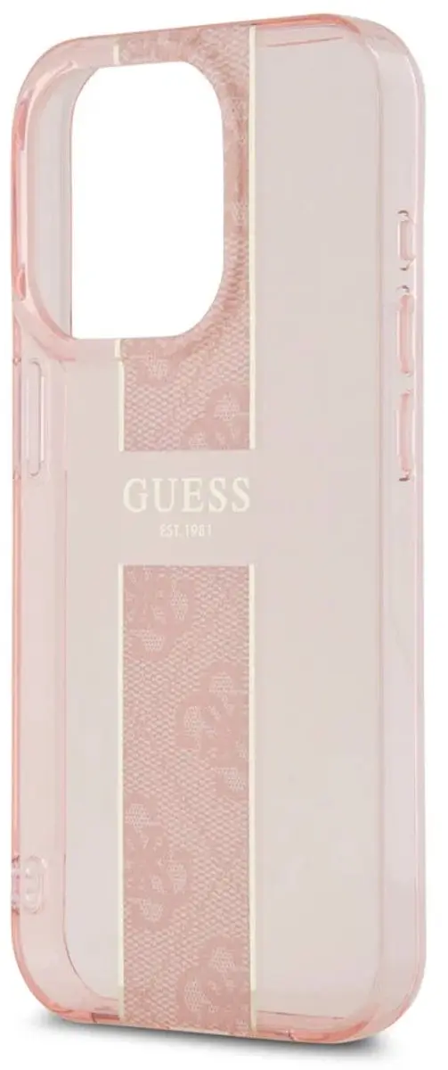 Guess iPhone 15 Pro Backcover IML 4G Stripe - Roze