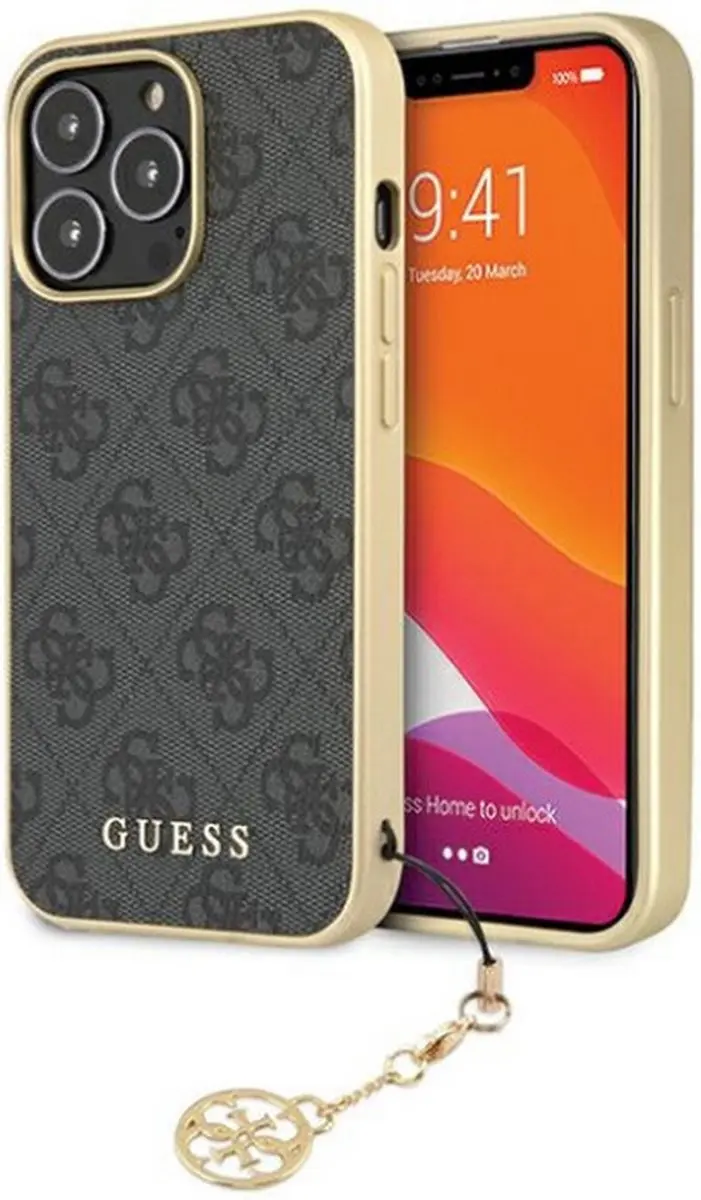 Guess 4G Charms Back Case - iPhone 14 Pro Max Grijs